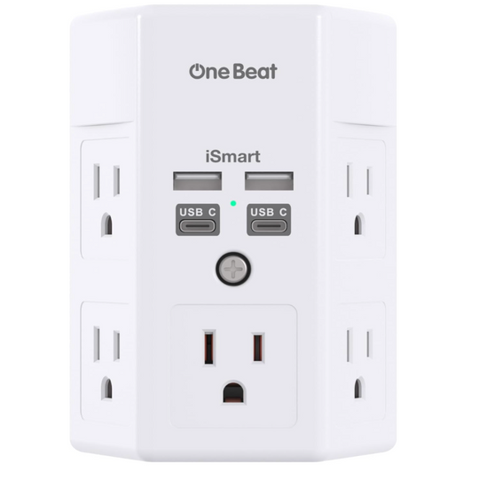 3-Side Power Strip – 5-Outlet Surge Protector with 4 USB Ports (USB-C), Wall-Mount Charger & Outlet Expander for Home, Office & Travel, ETL Listed