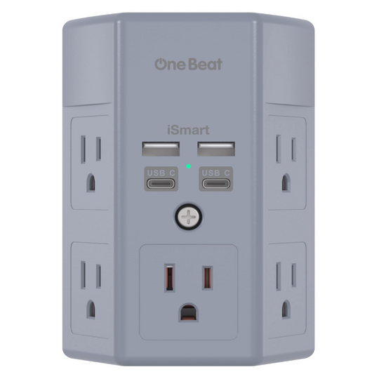 3-Side Power Strip – 5-Outlet Surge Protector with 4 USB Ports (USB-C), Wall-Mount Charger & Outlet Expander for Home, Office & Travel, ETL Listed