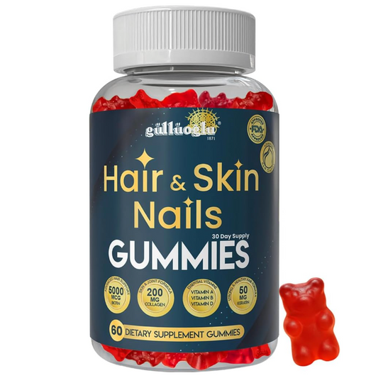 Hair, Skin & Nails Gummies – Biotin 5000 mcg, Collagen 200 mg, Keratin 50 mg with MSM, Bamboo & Vitamins A, C, D, E, Gluten-Free, Non-GMO, 60 Gummies