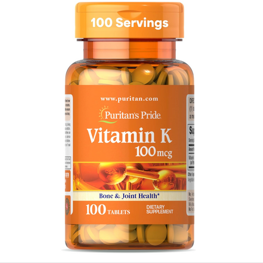 100-Count Vitamin K Tablets – 100mcg Dietary Supplement Use – Supports Bone, Joint & Blood Clotting Health – 100-Day Supply