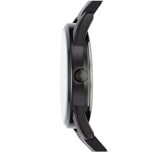 Men’s Analog Watch – Gunmetal Case with Blue Textured Dial, Black Vegan Leather Strap