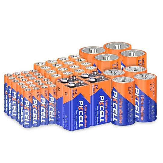 Alkaline Battery Variety Pack with AA AAA C D and 9V Batteries for Home and Office