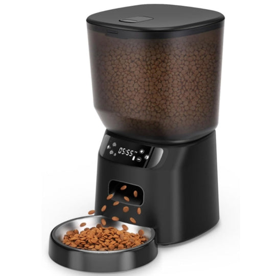 Automatic Cat Feeder – Timed Pet Food Dispenser with Stainless Steel Bowl, 6 Meals Daily & Portion Control