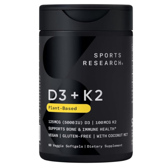 Vegan Vitamin D3 + K2 Supplement – Plant-Based Bone & Immune Support with Coconut Oil