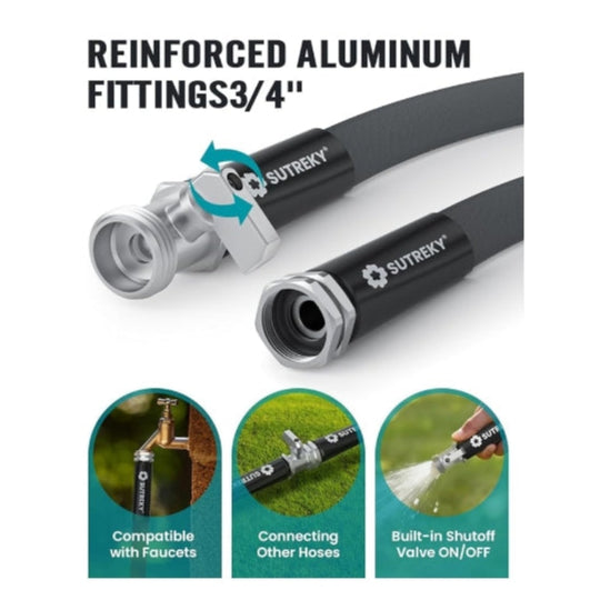 Garden Hose Lightweight - Flexible All Weather Water Hose with Valve and Leak Free