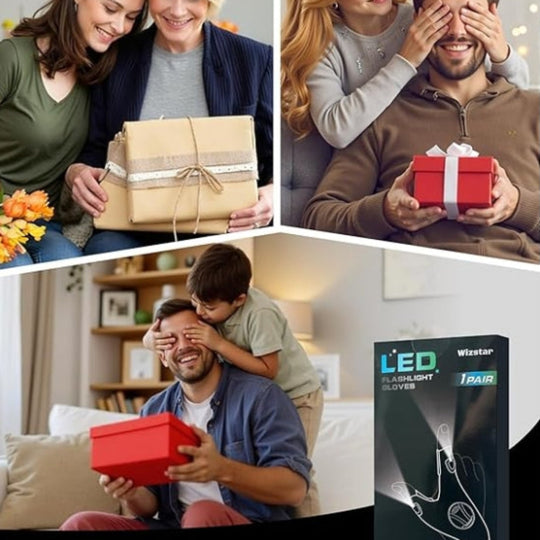 LED Flashlight Gloves - Hands Free Finger Lights - Waterproof Work Gloves