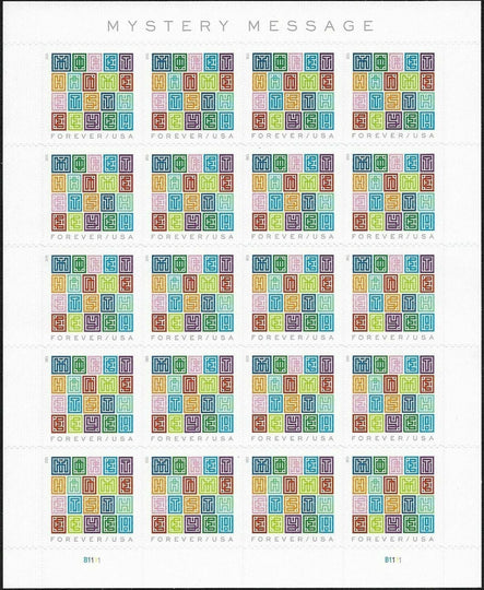 USPS Mystery Message 2021 Forever Stamps - Sheet of 20 Postage Stamps