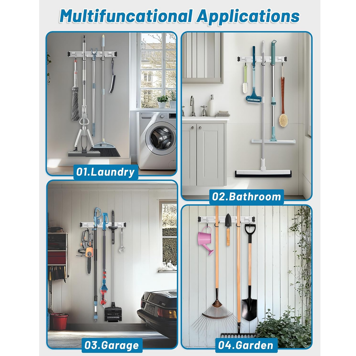 Mop and Broom Holder - Wall Mount
