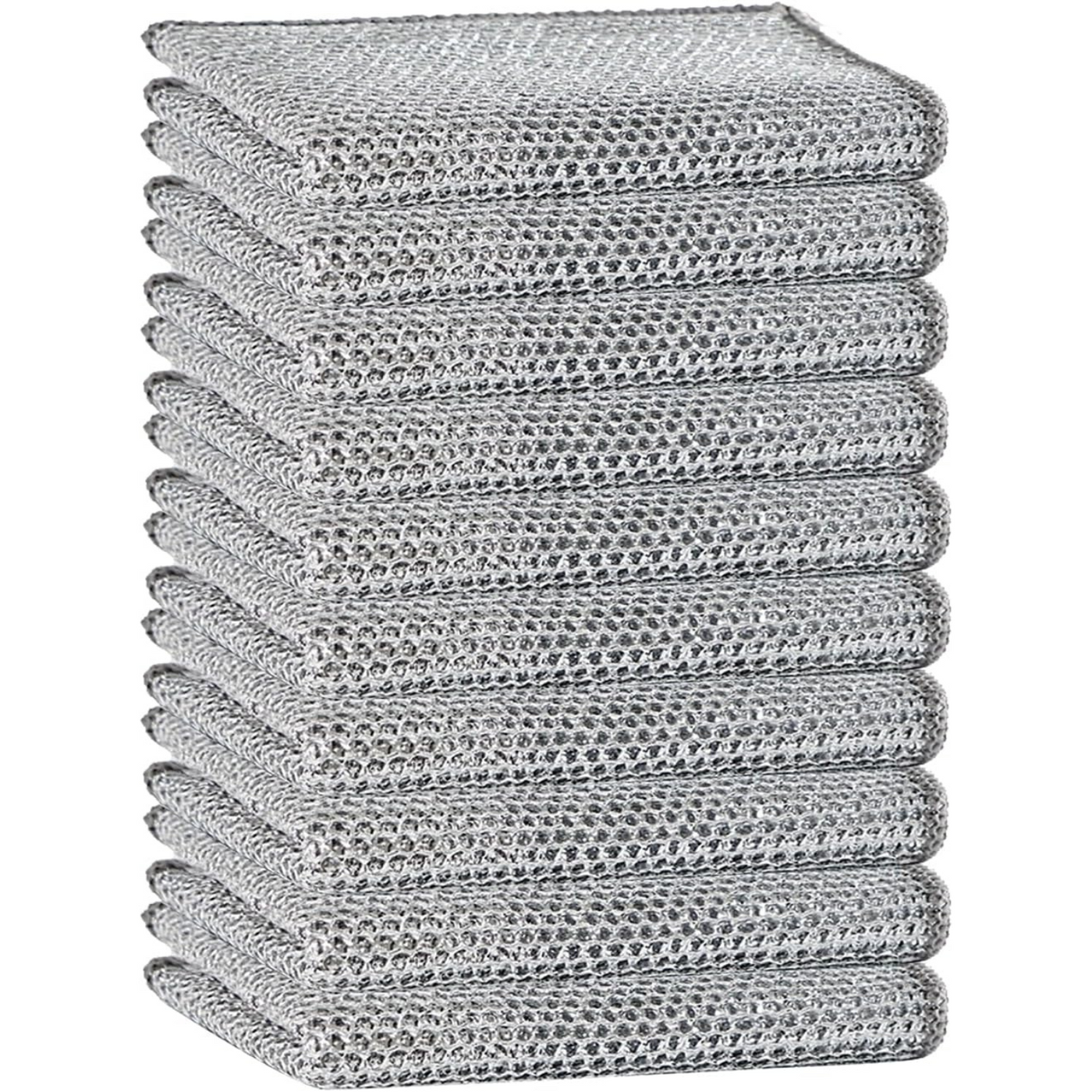 10 Pack Reusable Cleaning Cloths - Double Layer Wire Mesh