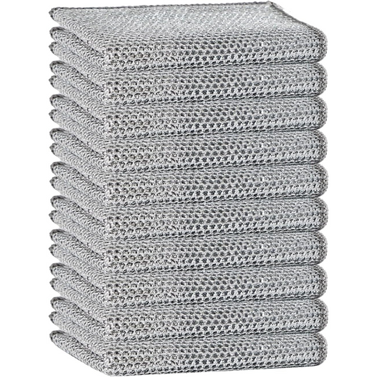 10 Pack Reusable Cleaning Cloths - Double Layer Wire Mesh