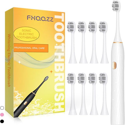 Sonic Electric Rechargeable Toothbrush With 8 Brush Heads, and 4 Modes