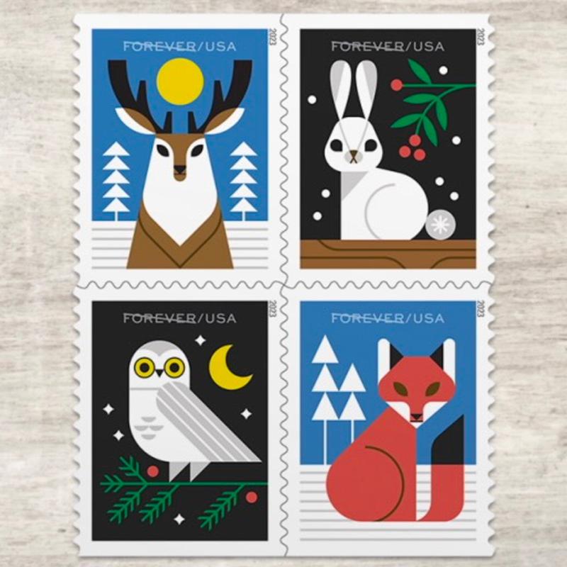 USPS Winter Woodland Animals - Booklet of 20 First Class Forever Stamps