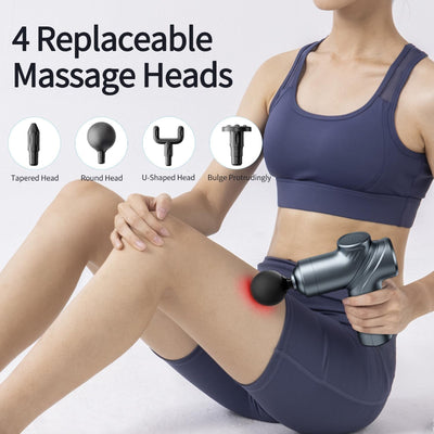 Portable Deep Tissue Massage Gun with Silent Motor and 4 Heads