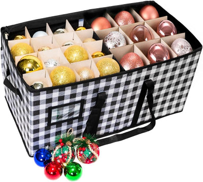 Large Christmas Ornament Storage Container Box with Zipper Closure