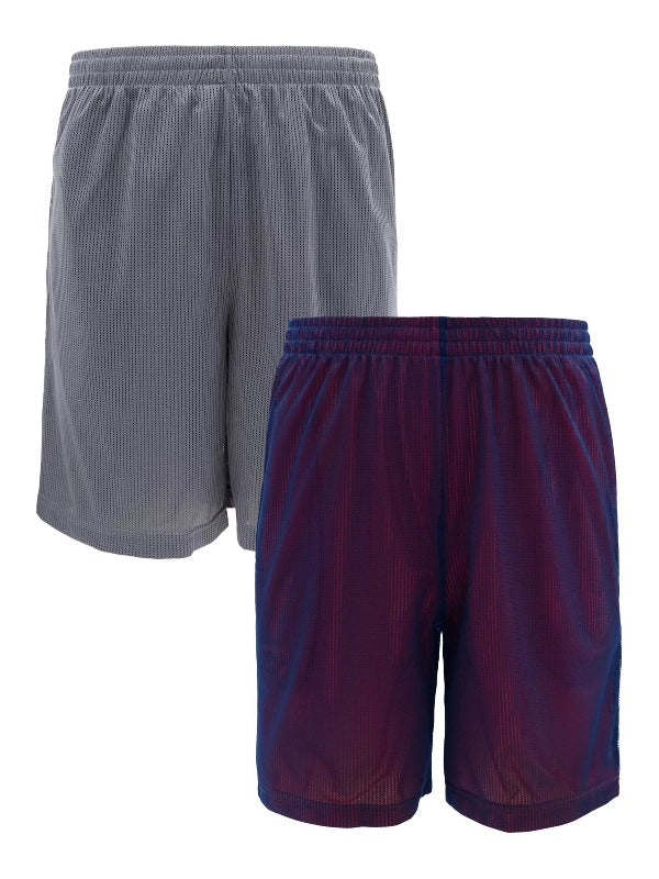 2 Pack Men's 8" Active Grid Mesh Drawstring Shorts