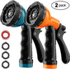 2 Pack Garden Hose Nozzles:  Water Spray Nozzle with 10 Adjustable Watering Patterns, Heavy Duty