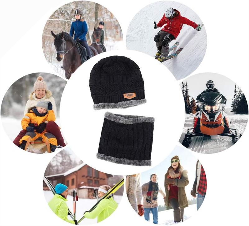  Unisex Warm Winter Beanie Hat & Scarf Set