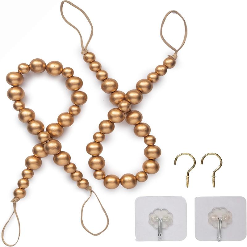 Wooden Bead Curtain or Drape Tieback Sets