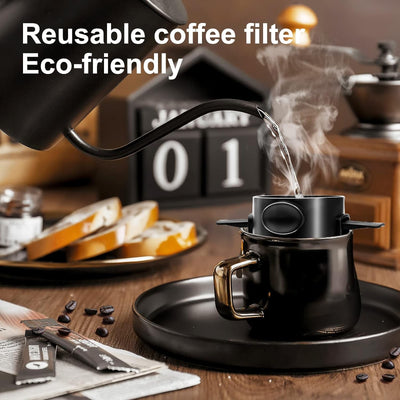 Reusable Stainless Steel Pour Over Coffee Dripper - Paperless Coffee Filter