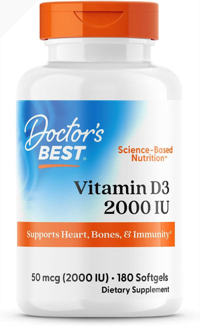 Vitamin D3 2000 IU, 180 Count, Supports Bones, Teeth, Heart, and Immune Health