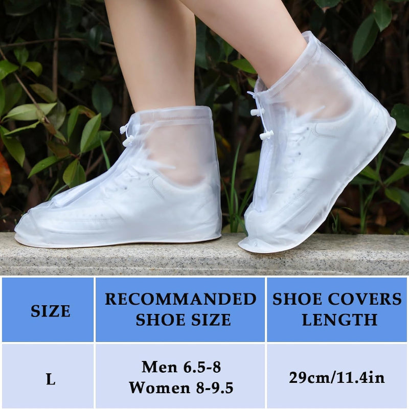 2 Pairs Waterproof Shoe Covers, Non-Slip Reusable High-Top Protectors 