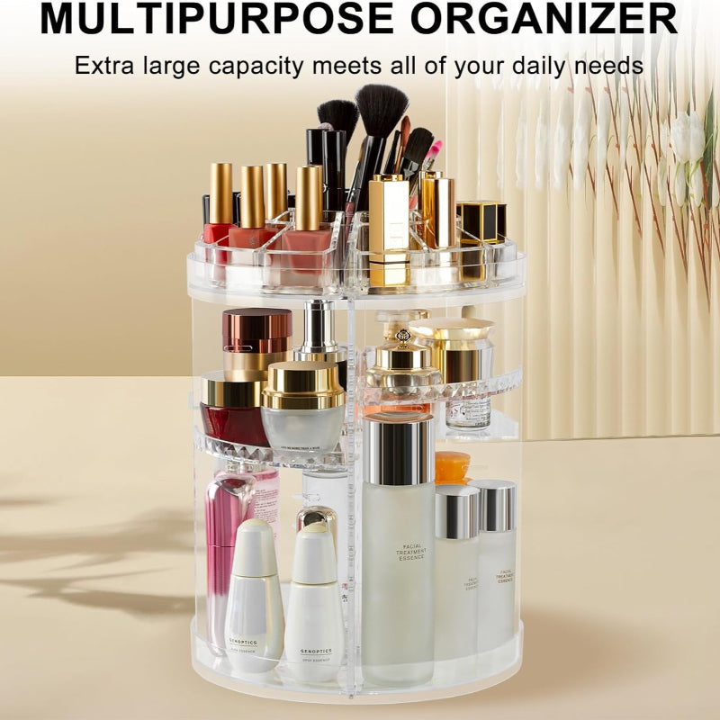 360° Rotating Makeup Organizer, Adjustable Cosmetic Storage with 8 Layers