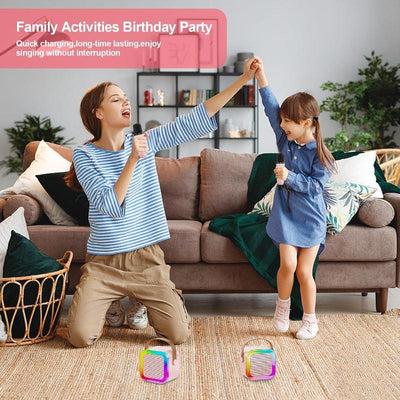 Mini Karaoke Machine for Kids & Adults, Portable Bluetooth Speaker wiht 2 Wireless Microphones with Fun Voice Changing Functions