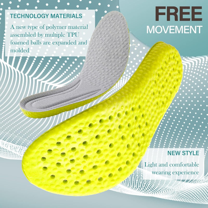 Memory Foam Shoe Insoles, Shock Absorption Inserts for Men and Women, Odor-Resistant