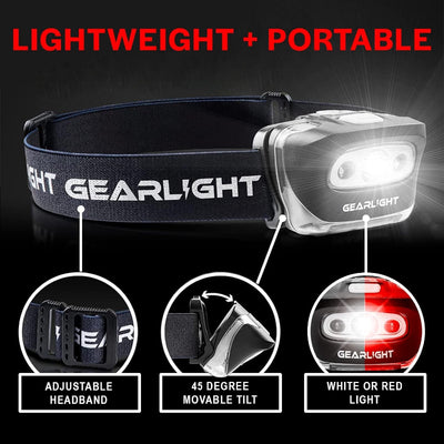 2-Pack LED Headlamp, Adjustable Headband with 7 Modes