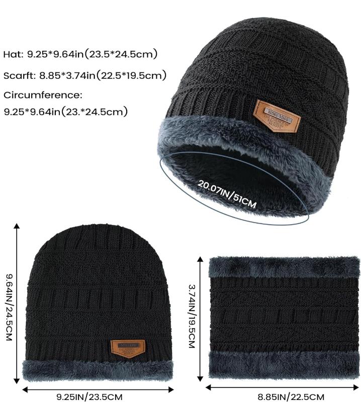 2 Piece Beanies Hat &  Neck Scarf Set