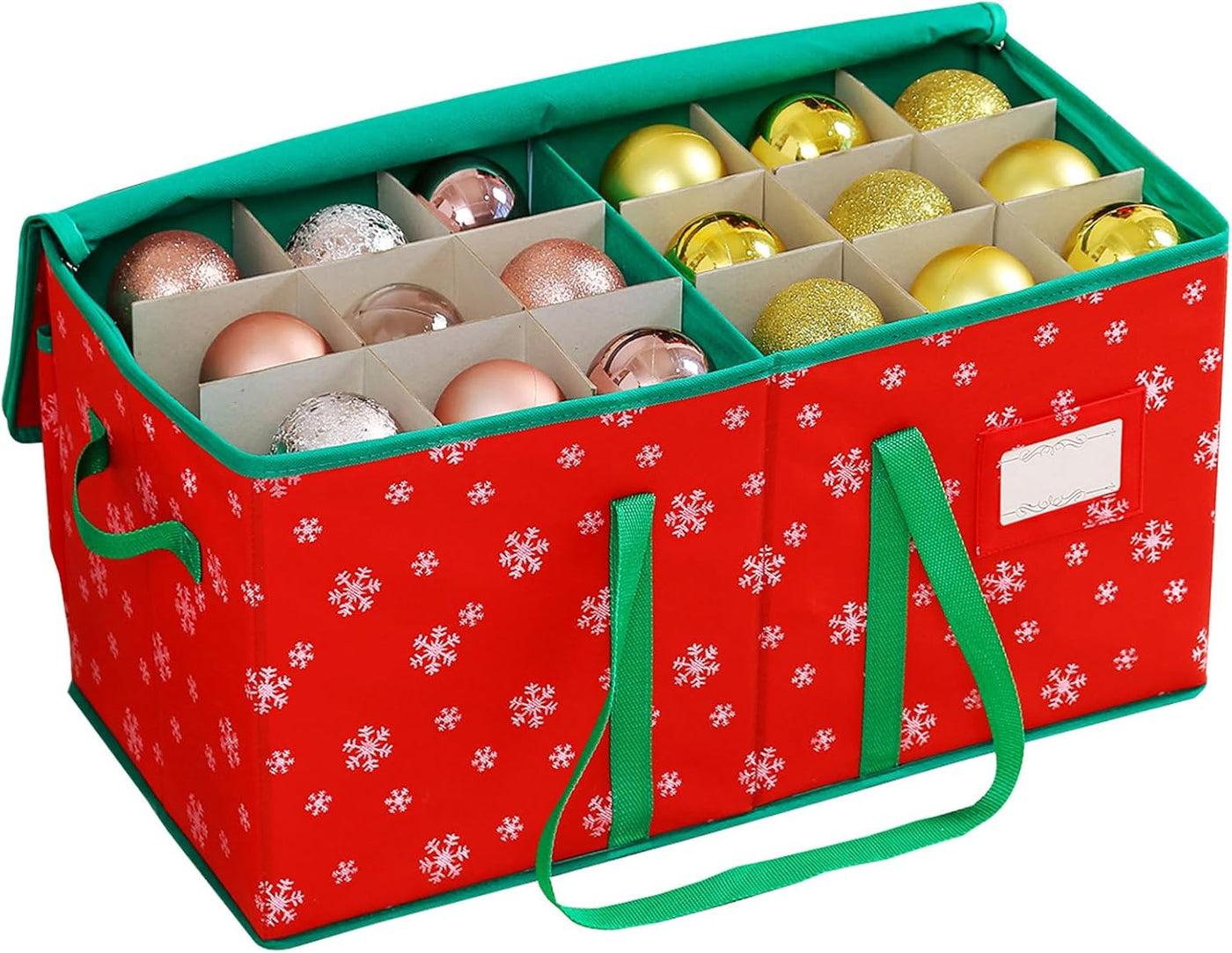 Large Christmas Ornament Storage Container Box with Zipper Closure