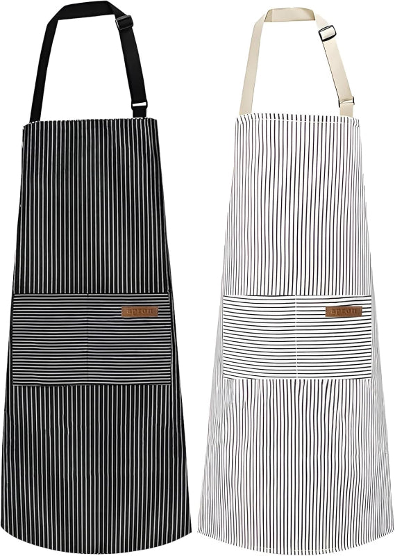 2 Pack Cooking Kitchen Aprons with Adjustable Bib and 2 Pockets