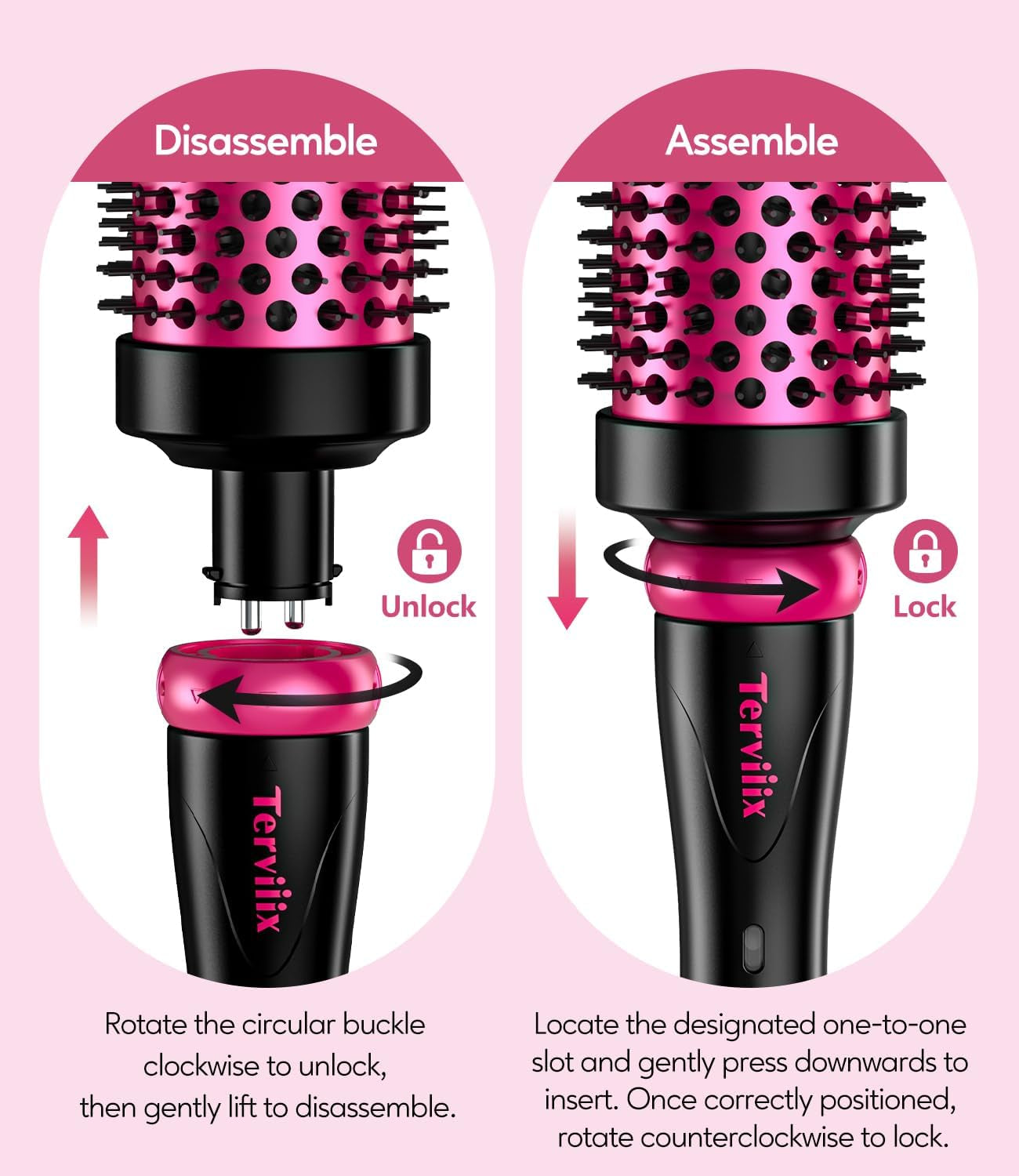 3-in-1 Thermal Brush Set - Create Perfect Blowout Looks, One Temp 392℉ for Thin to Medium Hair