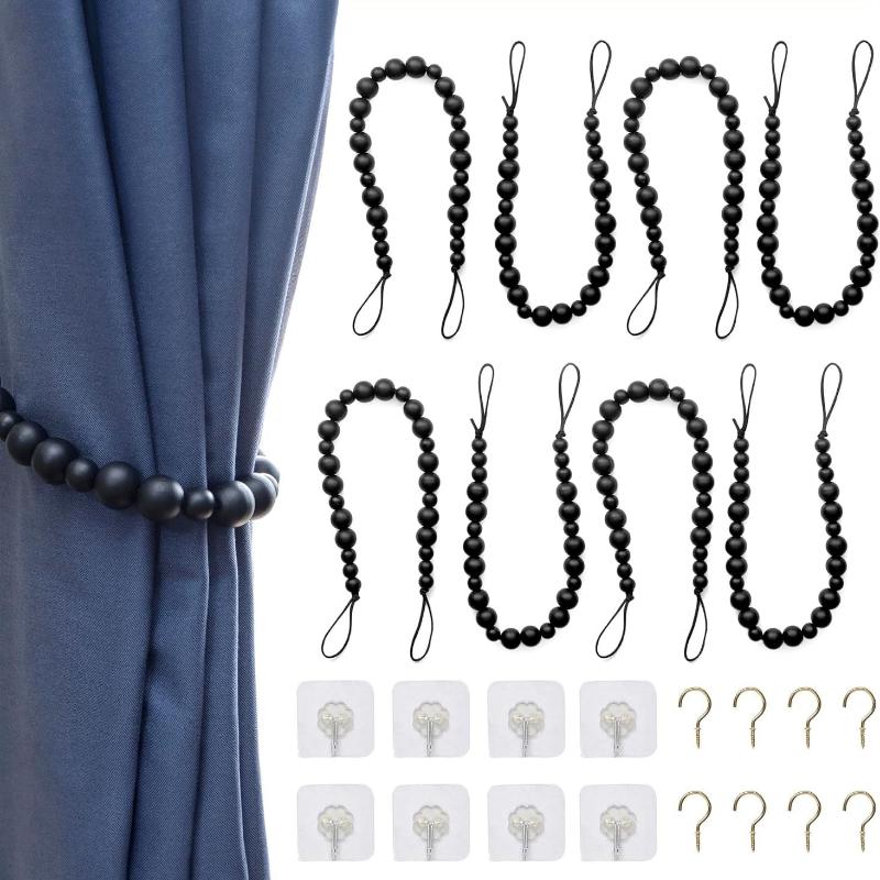 Wooden Bead Curtain or Drape Tieback Sets