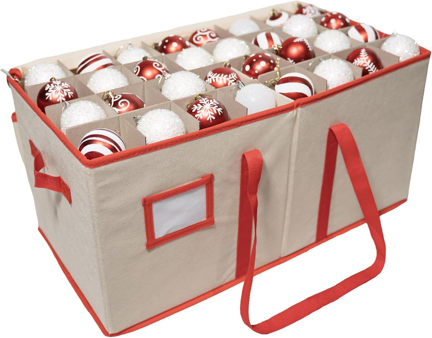 Large Christmas Ornament Storage Container Box with Zipper Closure