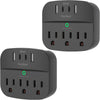 2 Pack Surge Protector Outlet Extender with 3 Wall Outlets 4 USB Wall Charger(2 USB C), 490 Joules