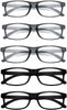 5-Pack Blue Light Blocking Reading Glasses for Men and Women, Anti-UV Filter