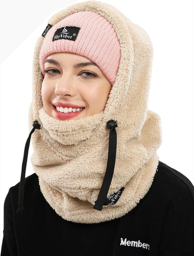 Velvet Balaclava Winter Face Mask, Fleece & Wind-Resistant