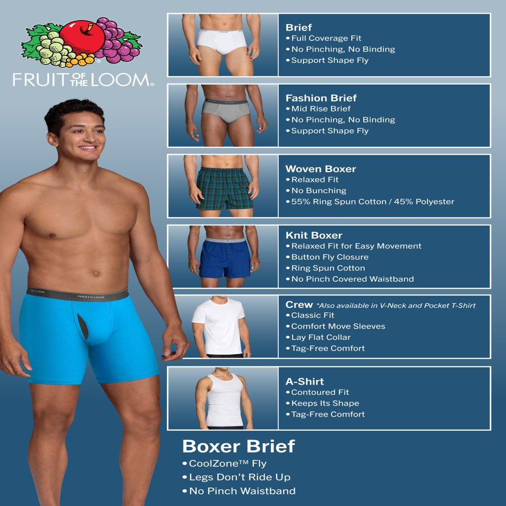 Fruit of the Loom Men'S White Briefs, 9 Pack, Sizes S-XL