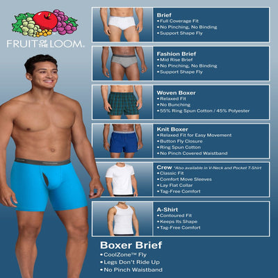 Fruit of the Loom Men'S White Briefs, 9 Pack, Sizes S-XL