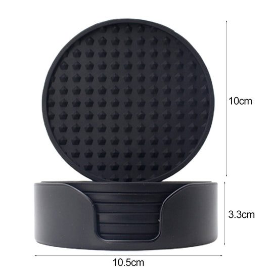 Silicone Round Soft Rubber Coasters Set of 6