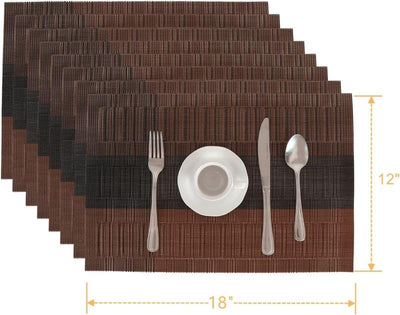  12 PCS Brown Washable Placemats, Non-Slip  Place Mats for Kitchen Dining Table 