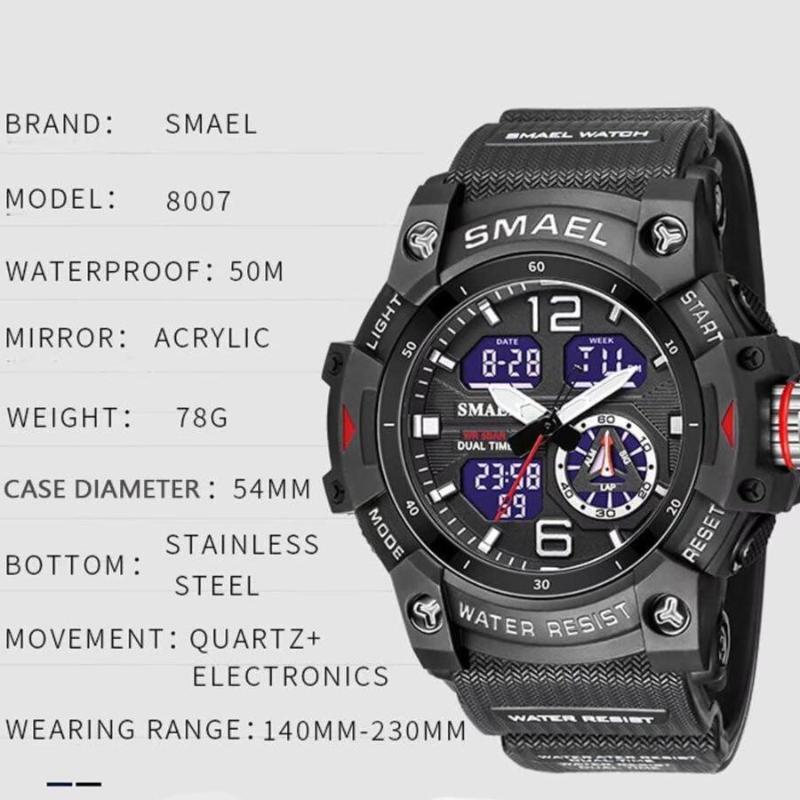 Men's Waterproof Sports Wrist Watch with Date & Multi Function LED Alarm Stopwatch