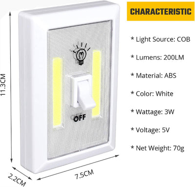 4-Pack Battery Operated Tap Lights, Stick-On Closet Lights for Cabinets