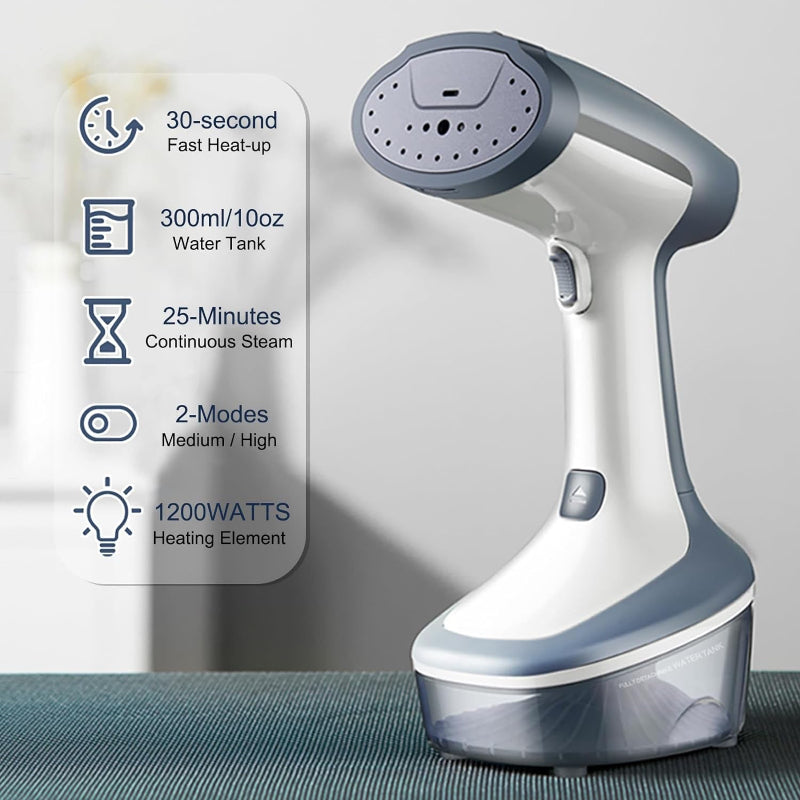 Clothes Steamer with 2 Modes, Fast Heat-Up, 300ml Tank, 25-Minute Steam