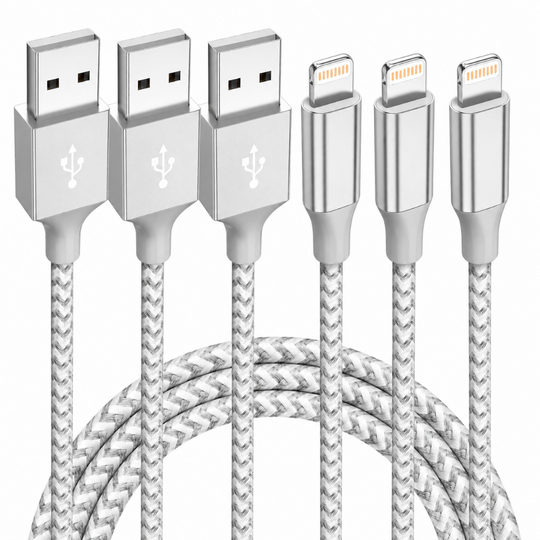 3-Pack 10 Foot Lightning Charging Cables - MFi Certified Fast Charging Cords for iPhone and iPad