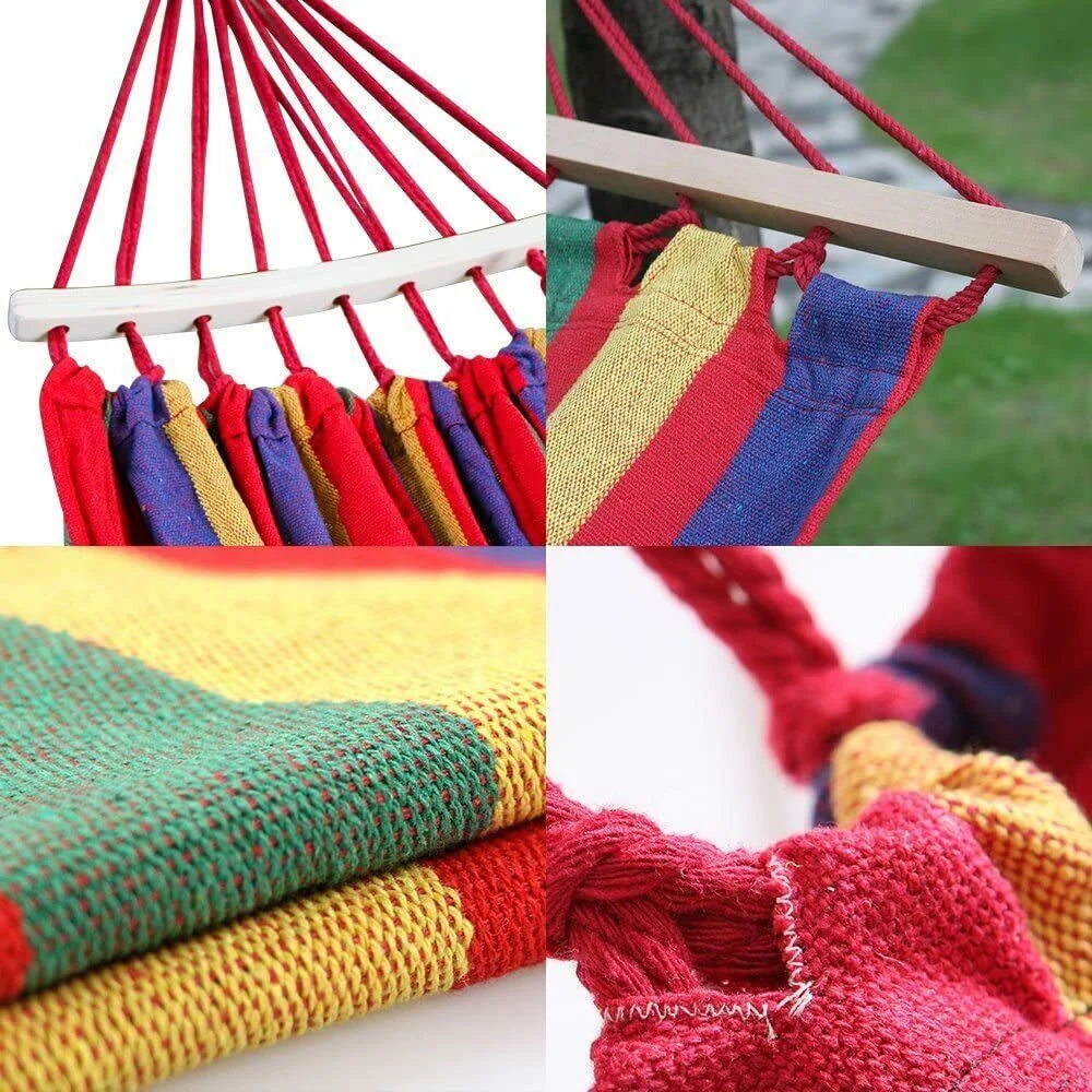 Double Hammock for 2 People with Anti-Roll Balance Beam and Carrying Bag