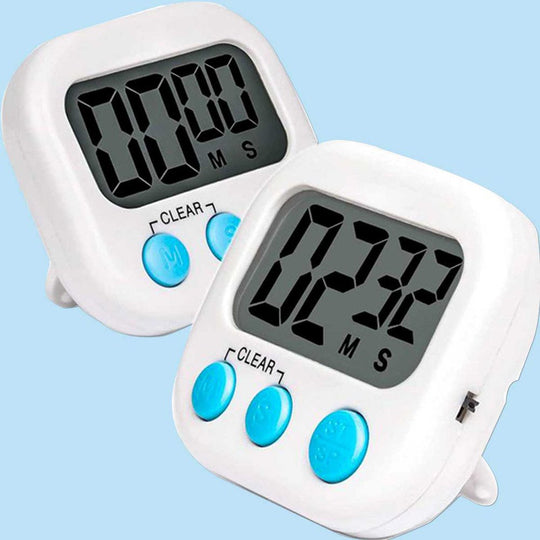 2 Pack Digital Kitchen Timer Big Digits, Loud Alarm, Magnetic Backing, Stand, for Cooking Baking(White)