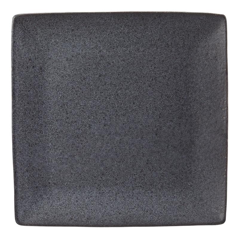 Dark Gray Square Stoneware 16-Piece Dinnerware Set