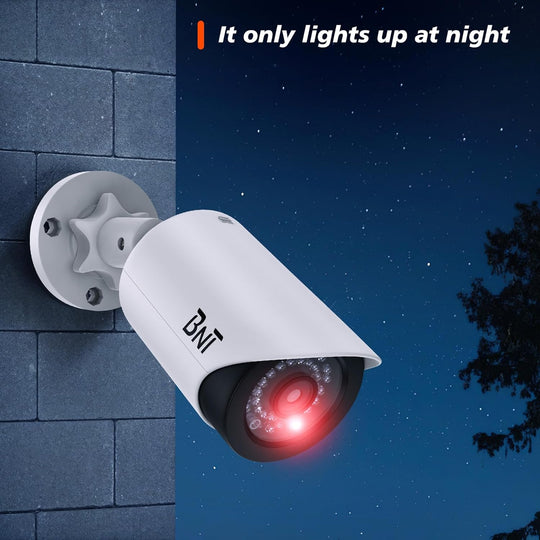 2 Pack Dummy Fake Security Camera with One Red LED Light at Night